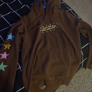 Men's Brown 'Call Me If You Get Lost' Graphic Hoodie